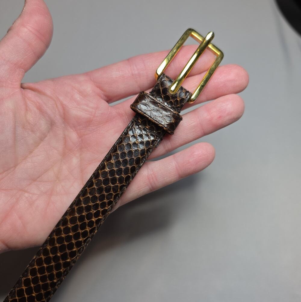Vintage R.O.C Real Snakeskin Belt Women's Size Small Brown Chocolate DARK